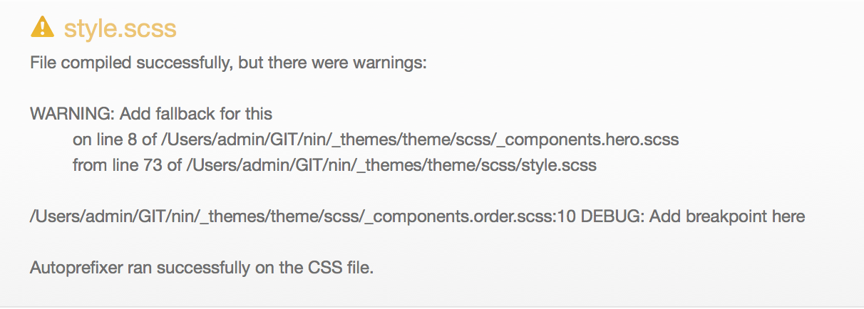 How warnings and debug-notifications look in CodeKit